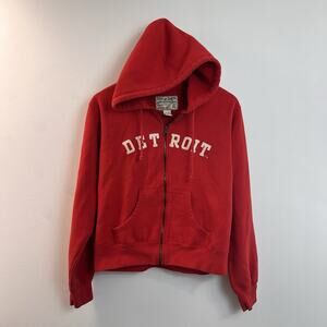 Vintage Steve And Barry's Detroit Full Zip Hoodie Jacket Women's Red Size XL